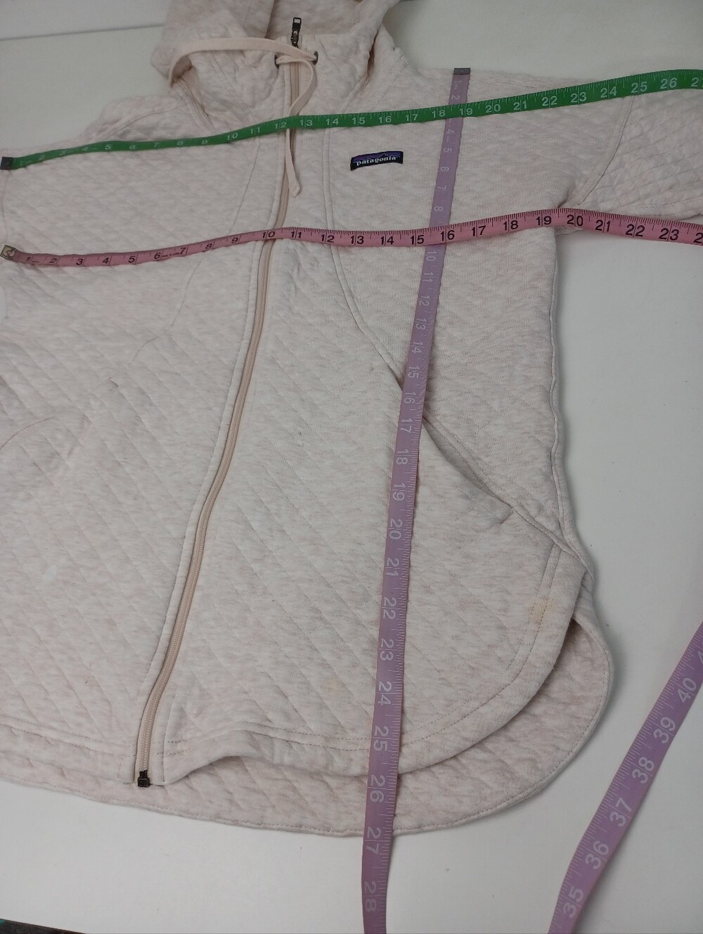 Patagonia Organic Cotton Blend Quilt Hoody Size M Women Outdoor Full Zip Pockets - Picture 15 of 16
